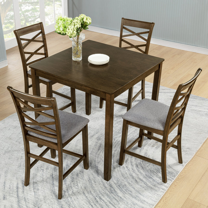 Ensemble de table de salle à manger 5 pièces à hauteur de comptoir avec 4 chaises