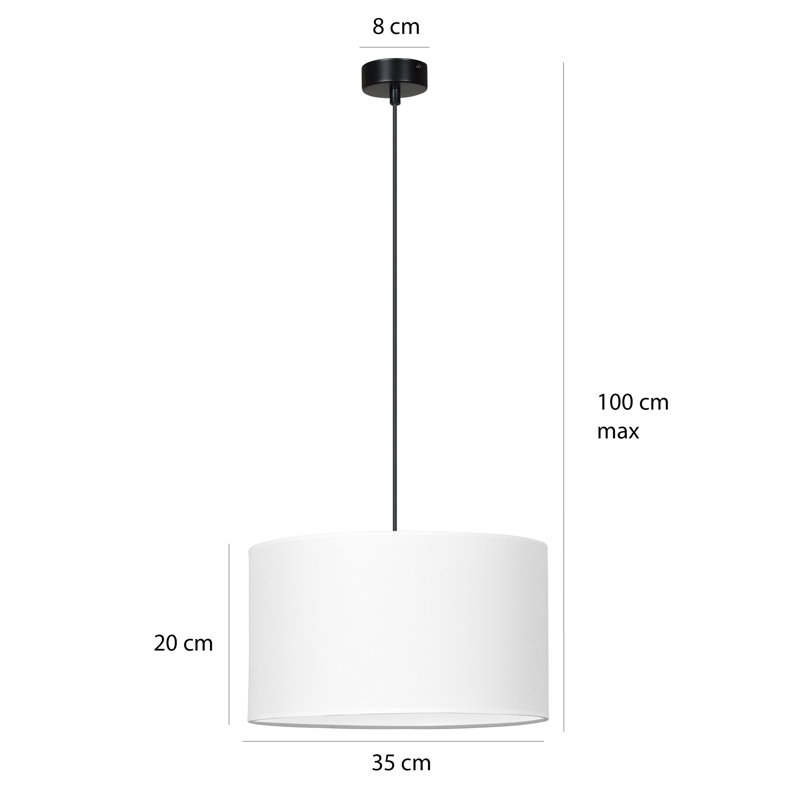 Pascua 1 - Light Black Drum Pendant, White