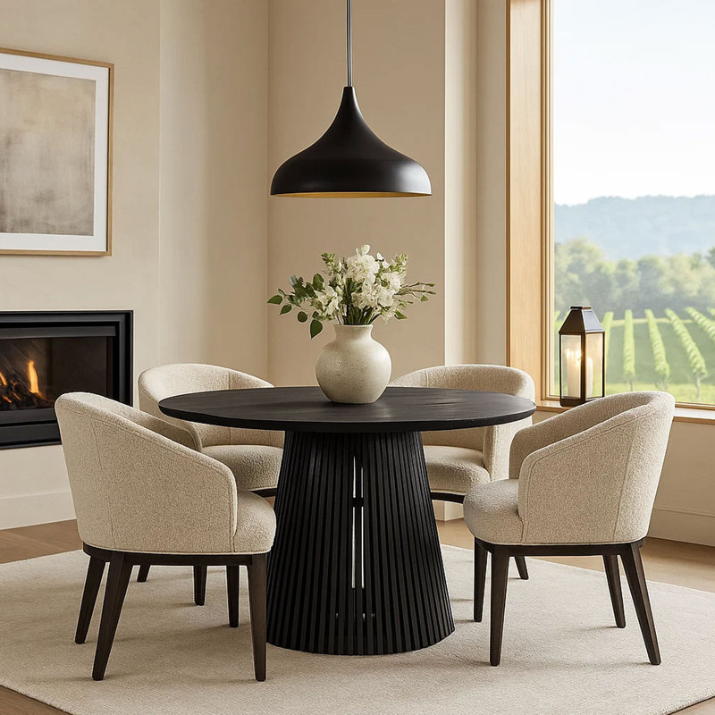 Hawkins 47" Mango Solid Wood Pedestal Dining Table