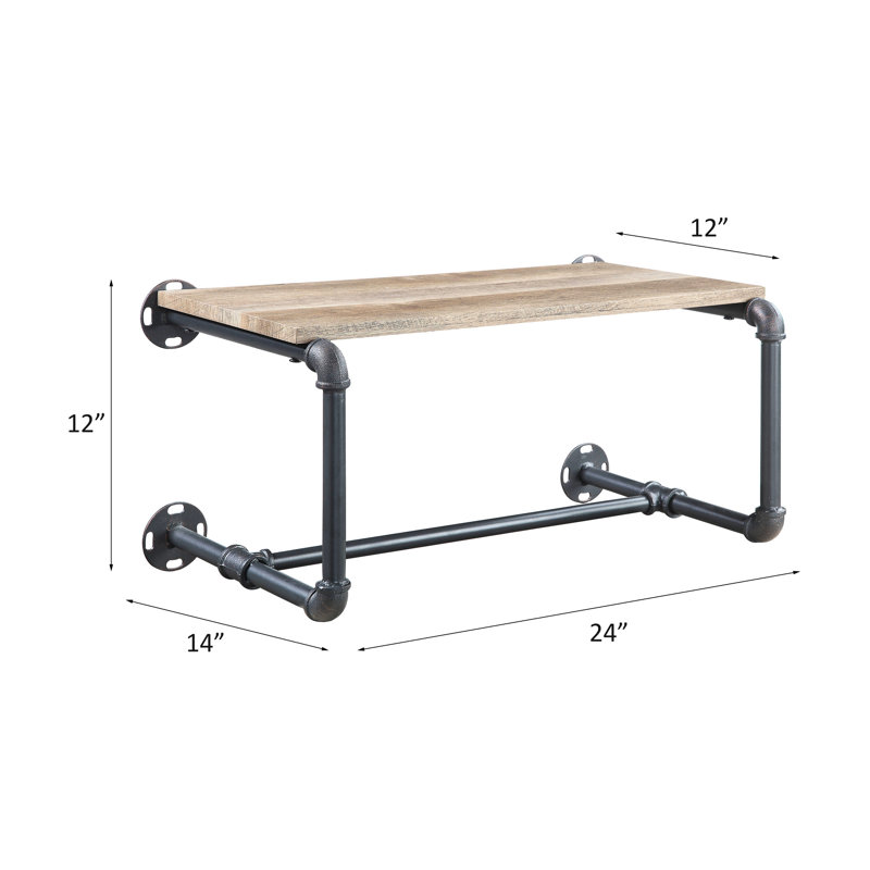 Étagère murale de salle de bain en chêne et gris sable avec structure en métal