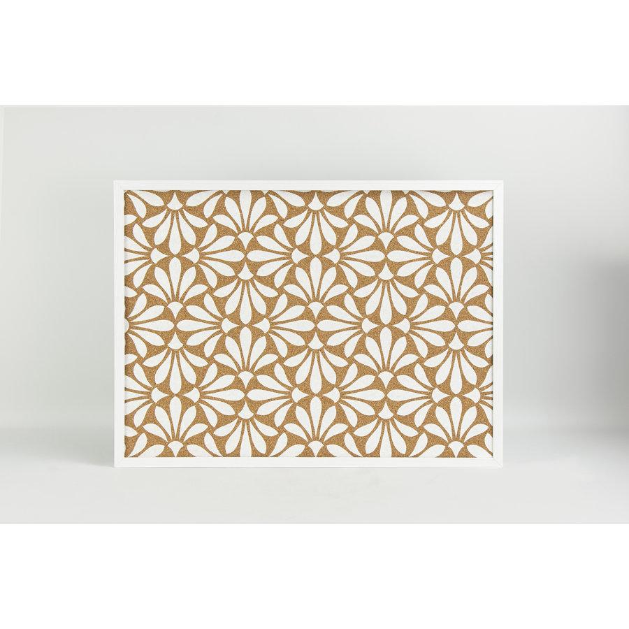Abstract Floral White Printed Corkboard