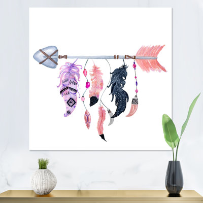 Boho avec flèches et plumes - Peinture sur toile