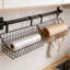 Paniers de rangement muraux sans perforation avec envers adhésif, organisateur en fil d'acier robuste pour armoires de cuisine, salle de bain, garde-robe et garde-manger, installation sans outil, paquet de 2