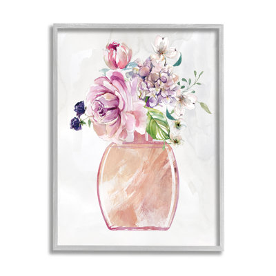 «Chic Cottage Florals in Pink Glam Bottle» par Carol Robinson - peinture sur toile
