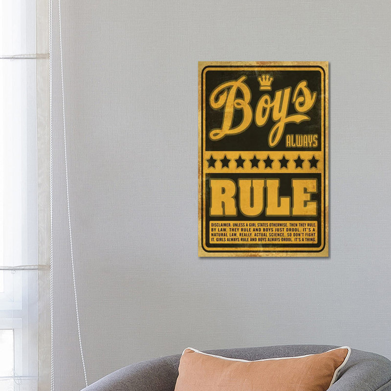 Boys Rule - Wrapped Canvas Print, 66.04 cm H x 45.72 cm W x 3.175 cm D
