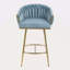 Ensemble de 2 tabourets de bar à hauteur de comptoir, tabouret de bar en velours pour îlot de cuisine avec dossier ondulé à la main, base chromée dorée et repose-pieds-117863224