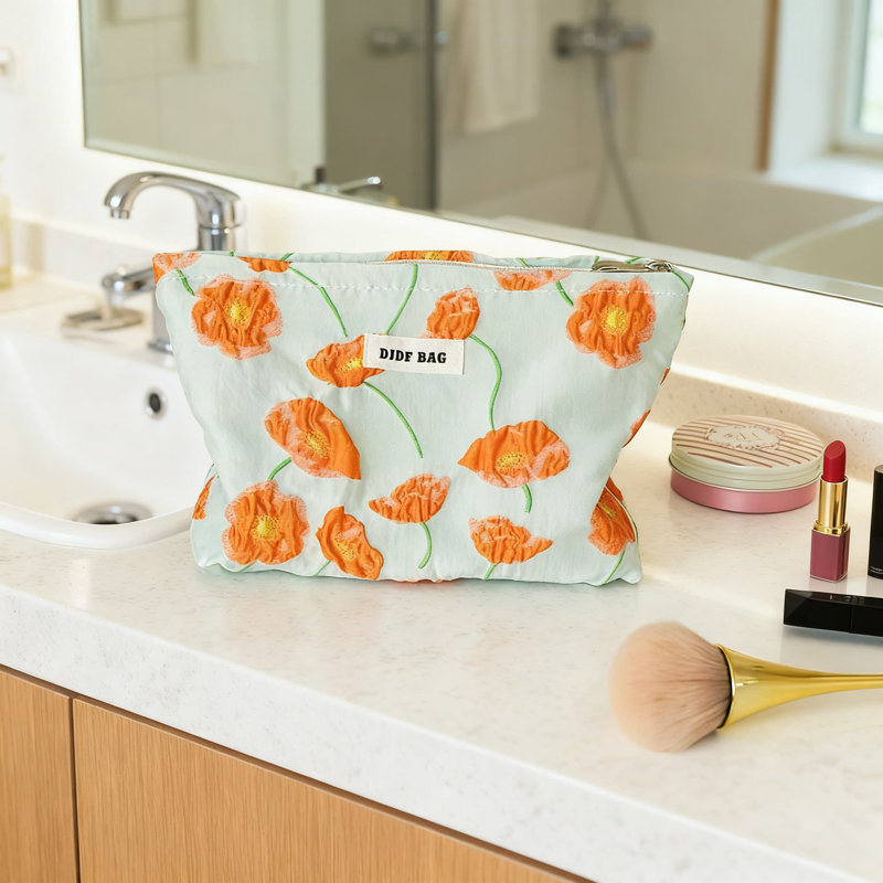 Trousse de maquillage esthétique pour femmes Trousse de rangement à grande capacité pour trousse de toilette en poudre