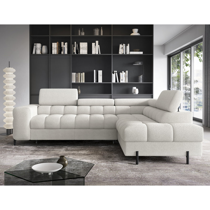 Burglind 5 Seater Sofa Bed, White Amore 1, Right Hand Facing