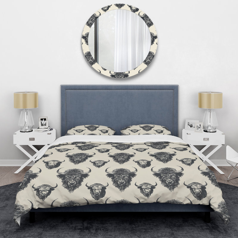 Ensemble de housse de couette ivoire crème Buffalo, Housse de couette très grand + 2 taies décorativ
