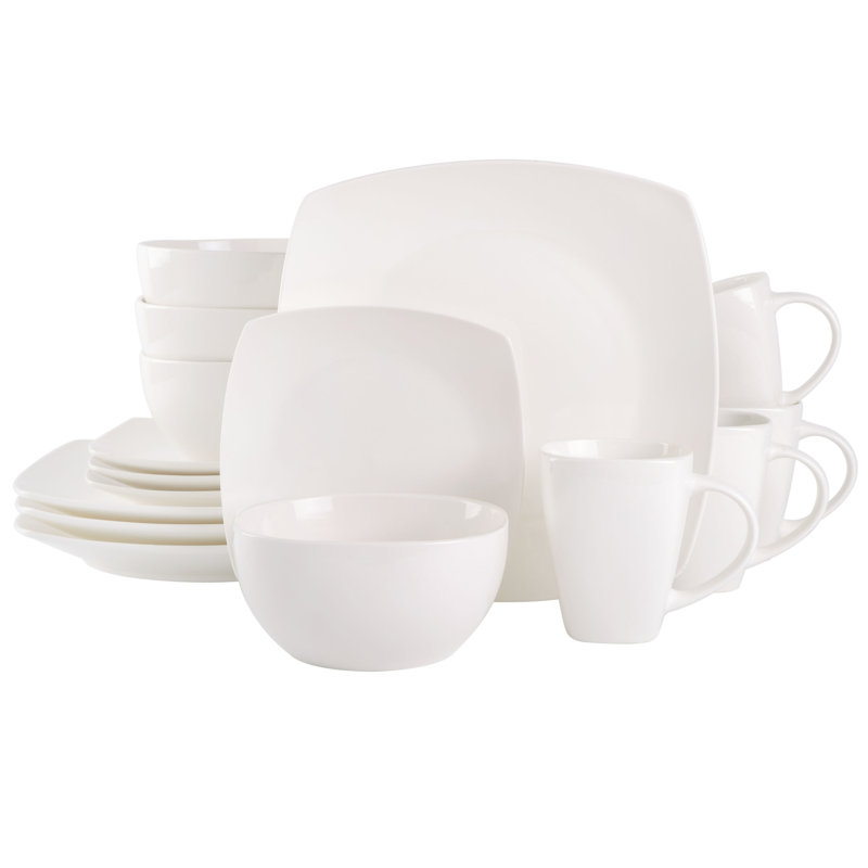 Service de table Gibson Elite Soho, service pour 4 (16 pièces), blanc