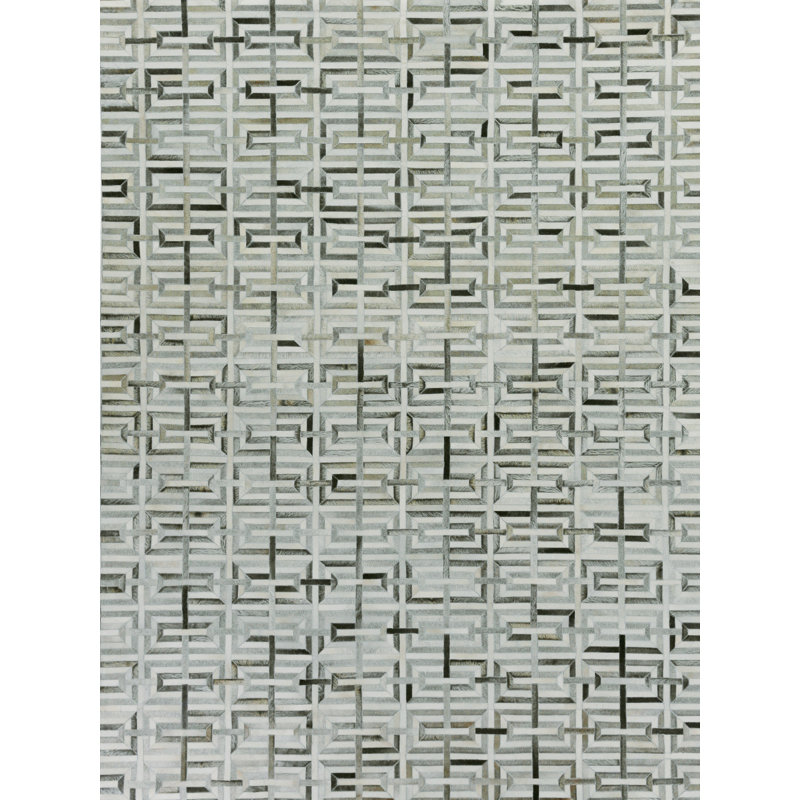 Natural Hide Cowhide Geometric Area Rug, Rectangle 8' x 10'