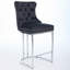 Ensemble de 2 tabourets de bar noirs de 25 po de hauteur de comptoir, chaises d'îlot de cuisine rembourrées en velours moderne avec dossier à boutons, garniture de rivets et pieds en métal chromé | Idée cadeau-375297816