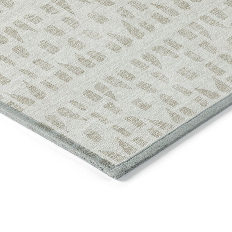 Ivory Geometric Synthetic Flat Woven 5' x 7' Rug
