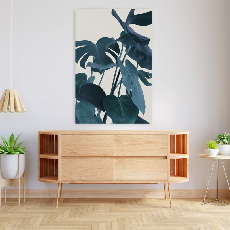 Émeraude harmonie, art moderne tropical minimaliste contemporain, H 48 po x l 32 po