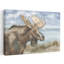 Moose by Lake 1 Piece Wrapped Canvas Wall Art-1476009086