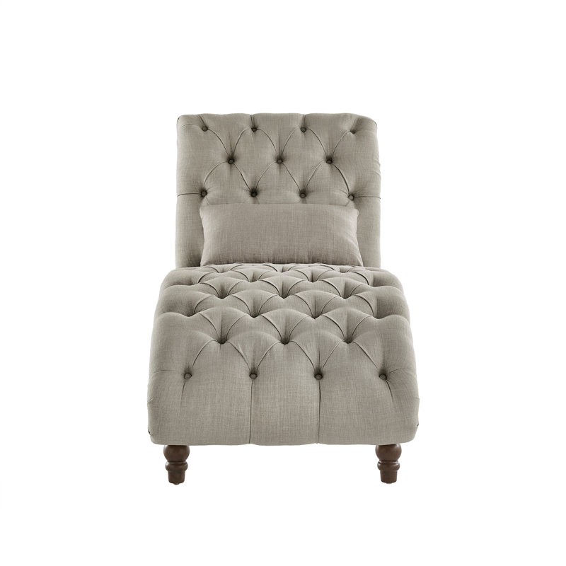 Chaise longue capitonnée sans accoudoirs Huskins, Lin gris étain