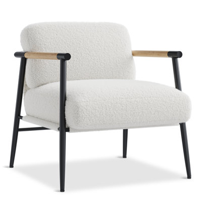 Chaise confortable, chaise d'appoint moderne avec structure en métal, chaise de lecture confortable avec coussin moelleux