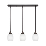 Luminaire suspendu linéaire sur pied 3 lumières avec verre en lin blanc de 5 po