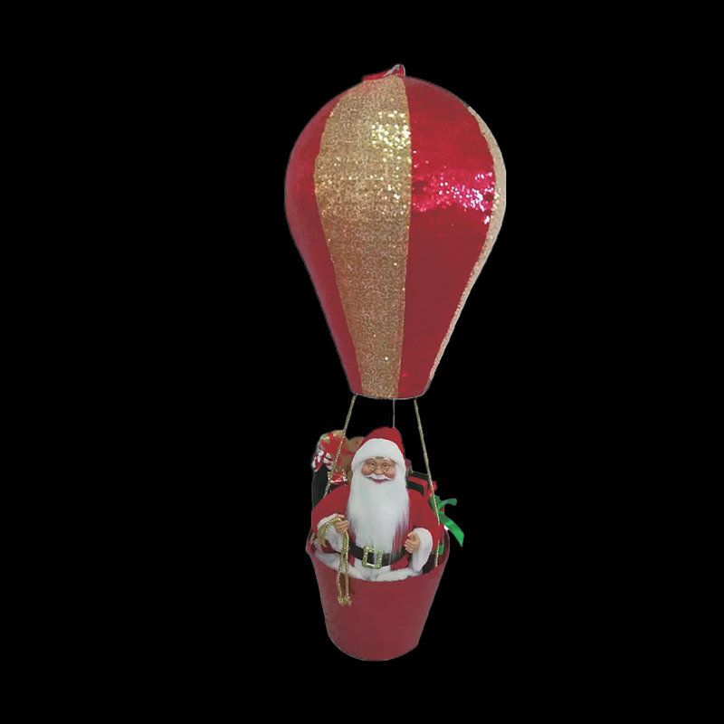 The Snow Aisle® D03F62A2F3334BEA8EE0BCC4070F82FB Bonhomme de neige en montgolfière rouge et or, multicolore