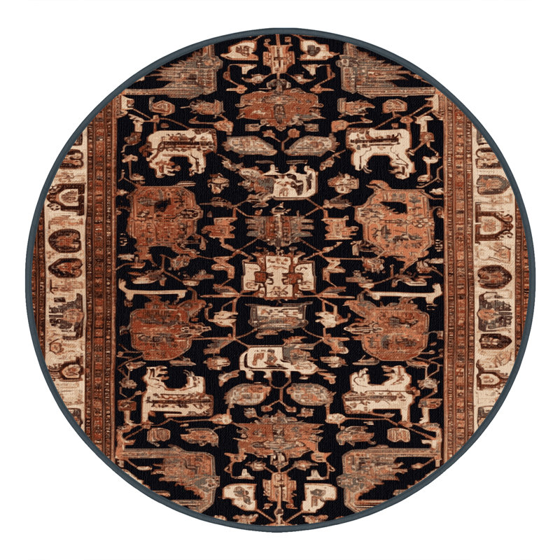 Tapis brun lavable à la machine, Rond 5 pi