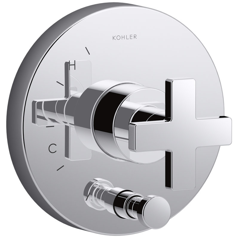 Composed Diverter Faucet Trim Cross Handle, Polished Chrome
