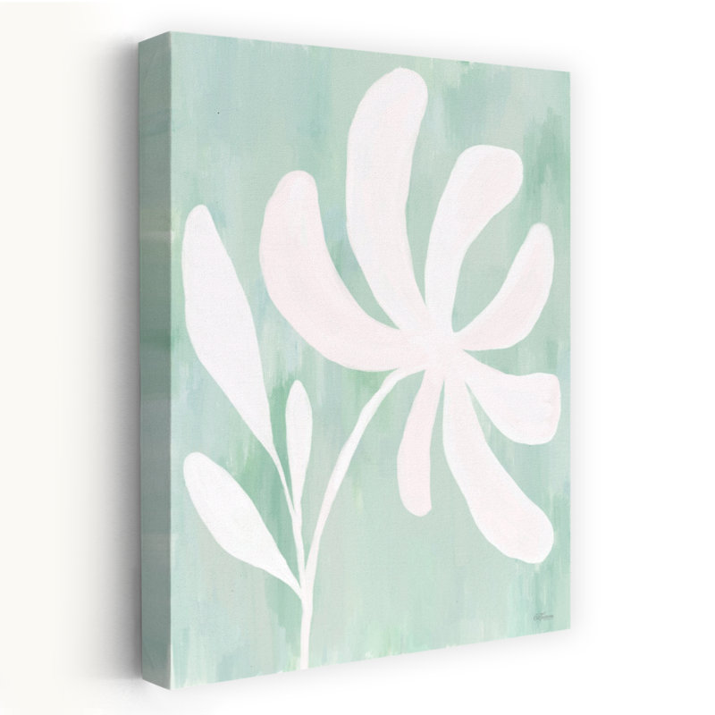 «Daydreaming 1 - Contemporary Minimalist Flower Mint Green Art», art pastel doux, H 24 po x l 16 po