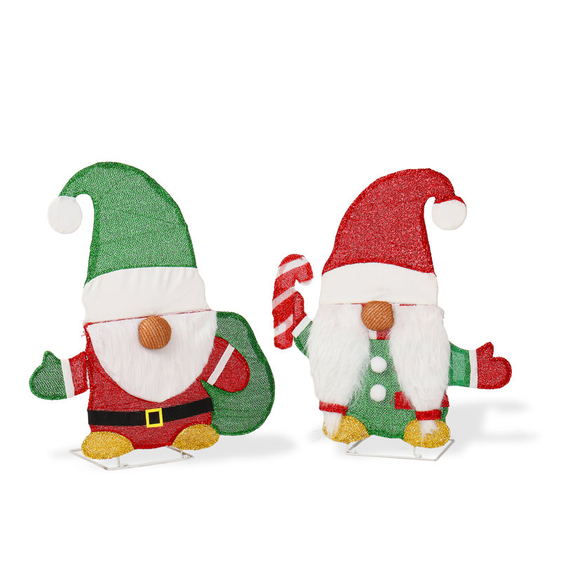 2 pièces de décoration de Noël gnome avec canne en bonbon