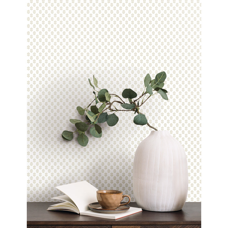 Papier peint à motif floral beige Brioni