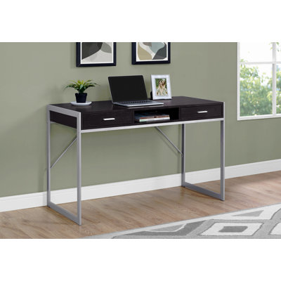 Bureau d'ordinateur, bureau personnel, ordinateur portable, tiroirs de rangement, L 48 po, stratifié de travail, métal, contemporain, moderne