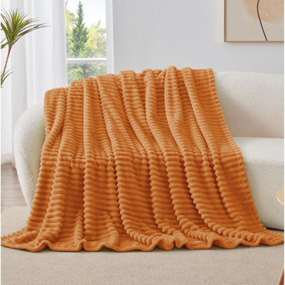 Jeté en molleton pour canapé - couverture moelleuse douce et chaude 300GSM, couvertures à rayures décoratives et personnalisables pour femmes, hommes, 50 po x 60 po