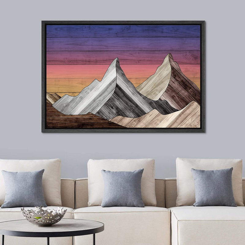 Western Wood Effect Landscape " Western Decor Wood Effect Panel Sunset Sky Mountain Range Nature Artwork Digital Art Modern Zen "