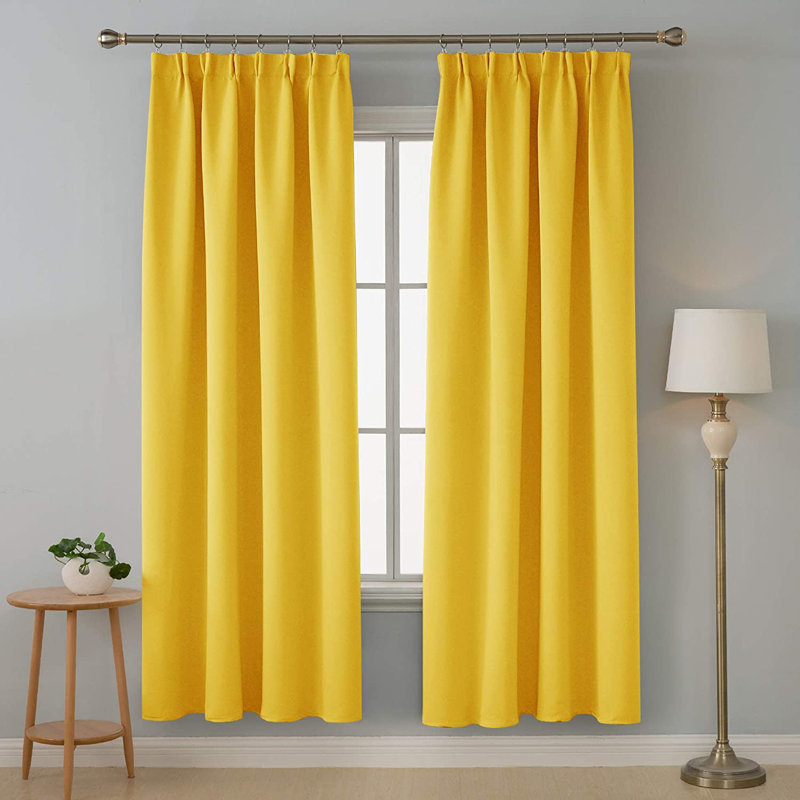 Fari Blackout Curtain Pair, 132cm W x 183cm D, Mellow Yellow