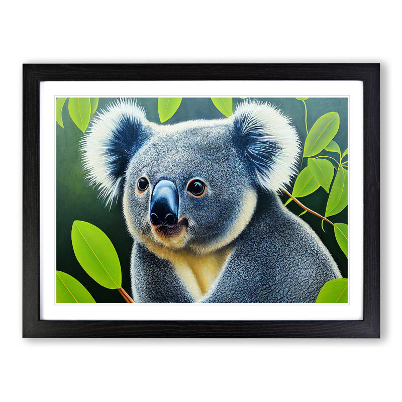 Koala Bear - Single Picture Frame Print, Black, 34cm H x 46cm W x 2cm D