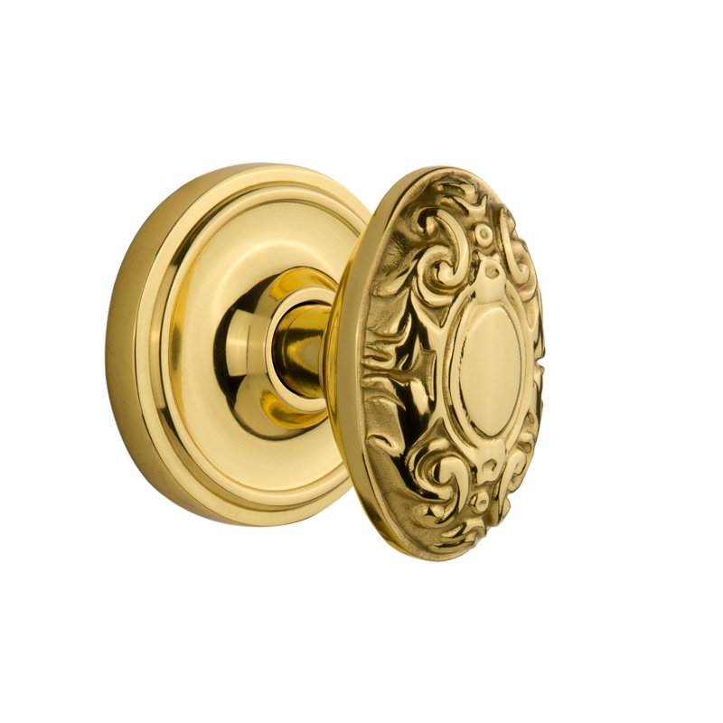 Classic Rosette with Victorian Door Knob, Unlacquered Brass, 2-3/4"