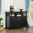 Sideboard Buffet Cabinet, Modern Kitchen Cabinet, Coffee Bar Cabinet With 2-Level Shelf And Open Compartment-1416614288