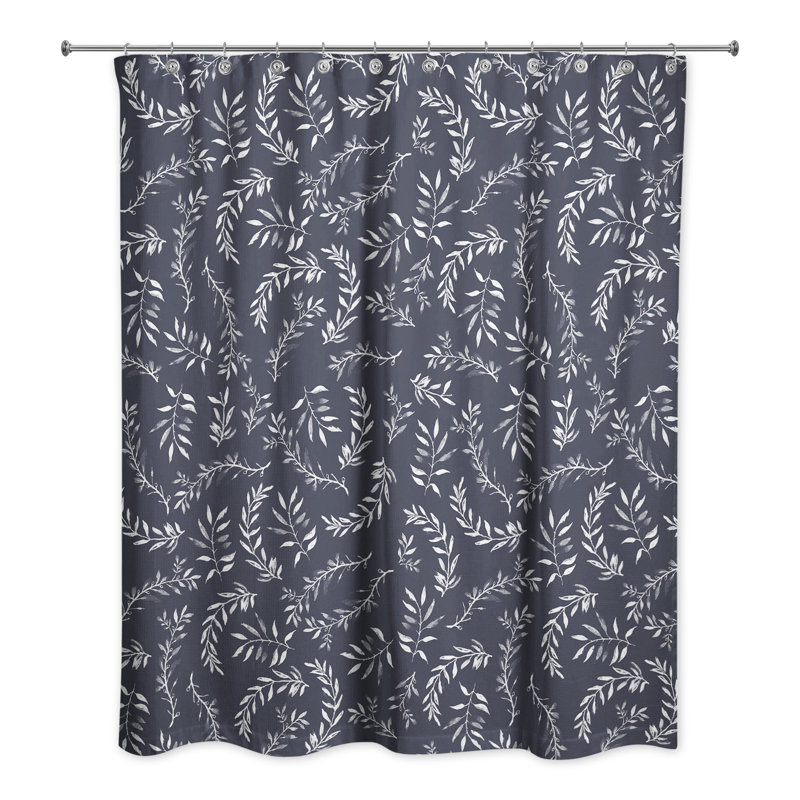 Rideau de douche Floral, Bleu marine