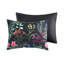 Édredon 5 pièces noir, motif botanique élégant, 2 coussins décoratifs, taies décoratives assorties, lit double lavable à la machine, pièces, avec imprimé attrayant-120264936