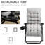 Chaise grise avec plateau latéral et coussin, conception compacte, support de 264 lb, coussin rembourré intérieur et extérieur, facile à plier,