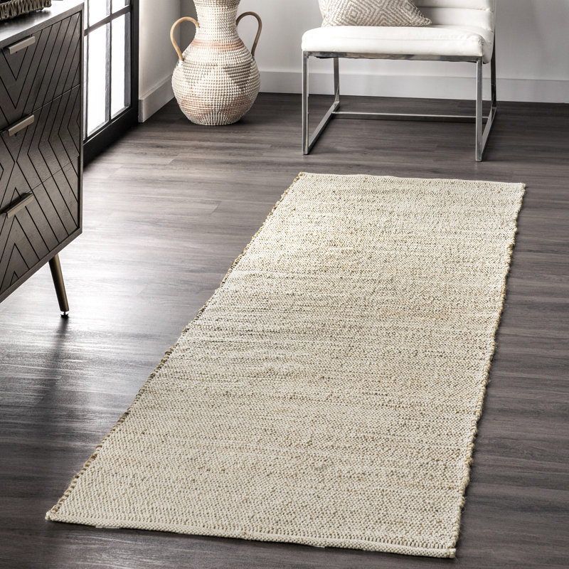 Helton Farmhouse Jute and Cotton Area Rug, Runner 2'6" x 6'