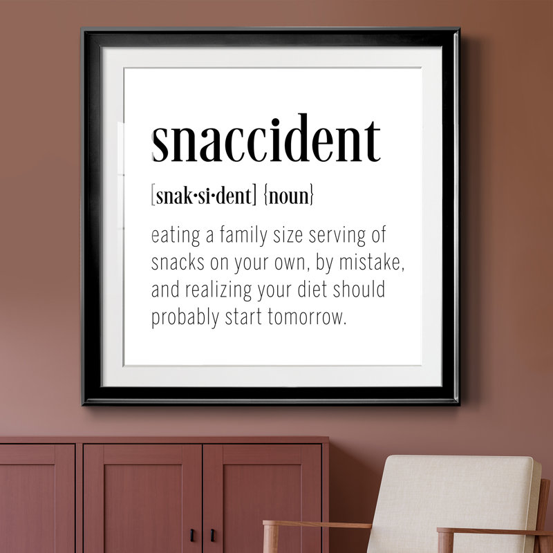 Définition de Snaccident - Tableau encadré sous verre, grand format, idéal pour le salon, H 30,5 po x l 30,5 po x P 1,5 po