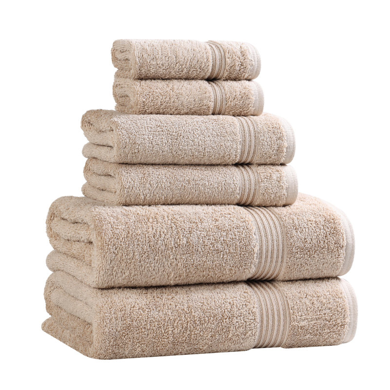 Oleg Heritage Egyptian Cotton Absorbent Luxury 6 Piece Bathroom Towel Set, Taupe