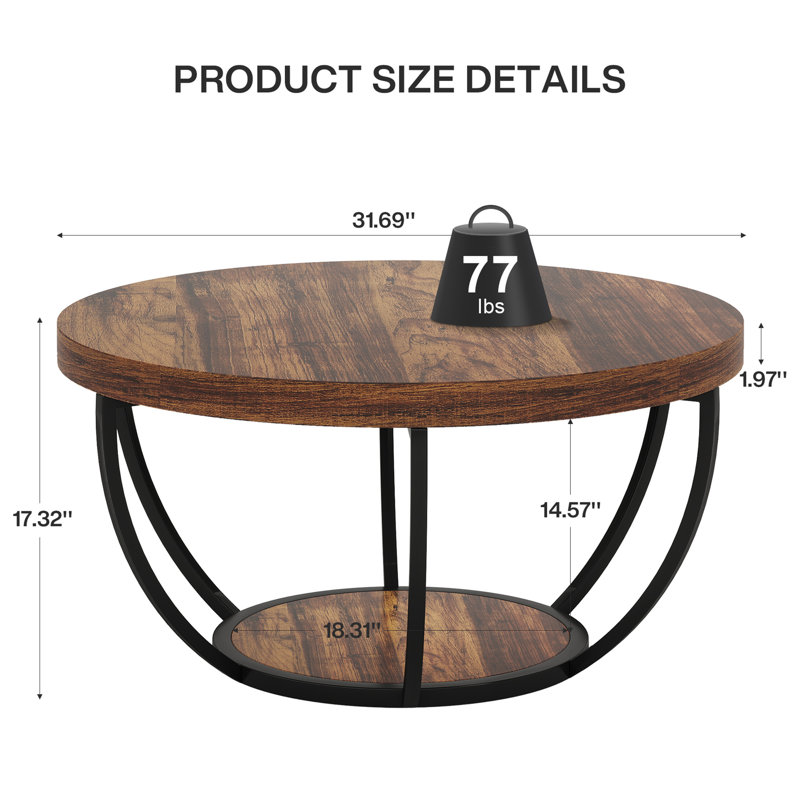 Table basse ronde, Brun