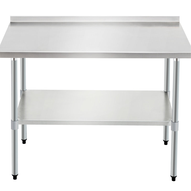 Table de travail polyvalente en acier inoxydable pour les maisons, 30 po x 48 po, tablette de rangement réglable, qualité, facile à utiliser, ateliers de préparation en pouces robustes et performants, soudure, finition
