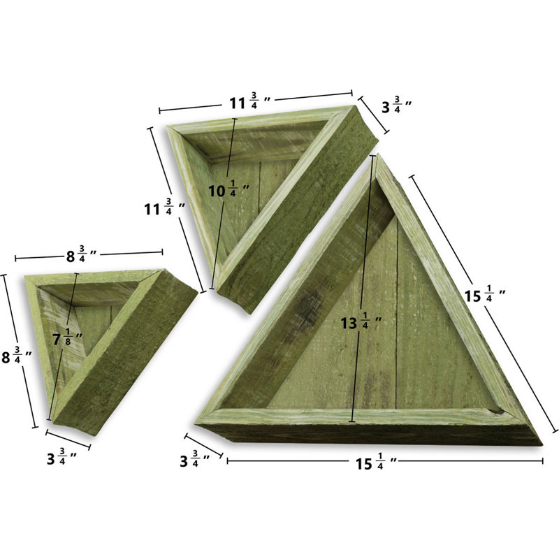 Triangle Accent Shelf with Adjustable Shelves, Restoration Green