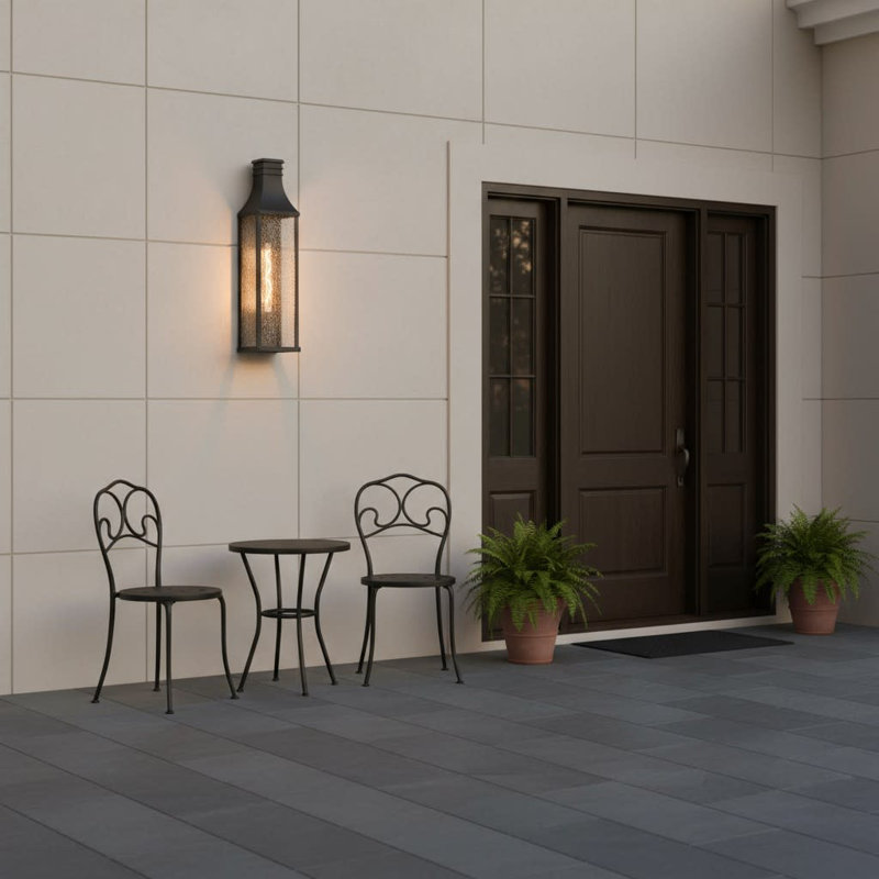 Beacon Hill 1-Light Outdoor Tall Wall Mount Lantern - LED Included, Museum Black