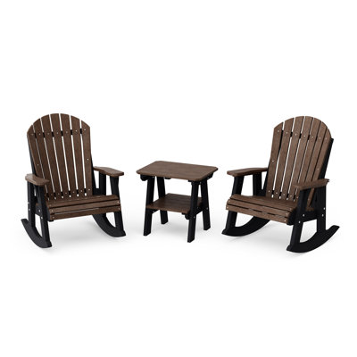 Heritage 3-Piece  Adirondack Rocking Chair Set With Side Table