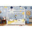 Lit simple à plancher bas avec lumière, clôture et toit pour enfants, blanc-839809101-839809100