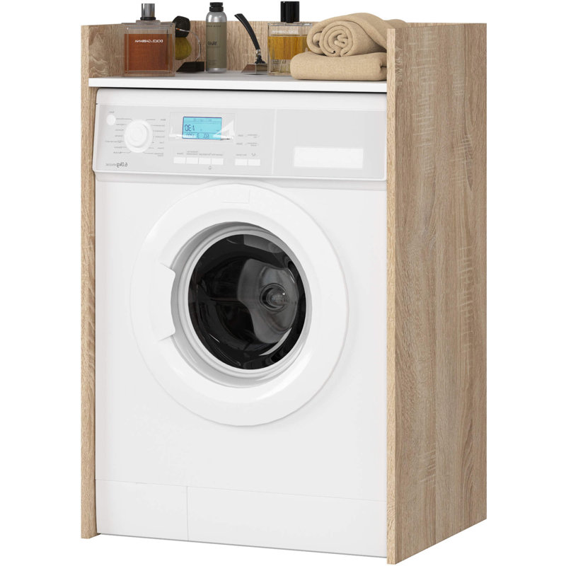 Laz-Son Freestanding Bathroom Cabinet, Natural/White