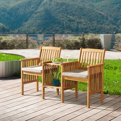 Aney 60" Wide Solid Wood Double Seat Bench with Attached Table