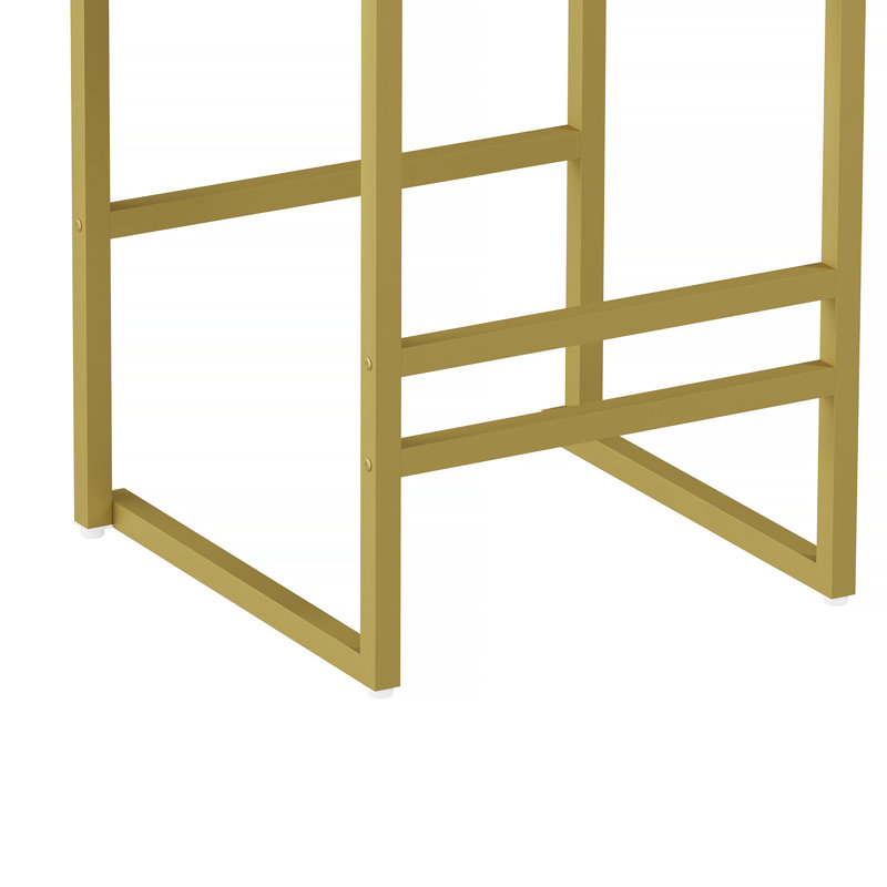 Ensemble de 2 tabourets de bar avec dossier et repose-pieds, chaises de salle à manger rembourrées en velours pour îlot de cuisine (doré et gris)